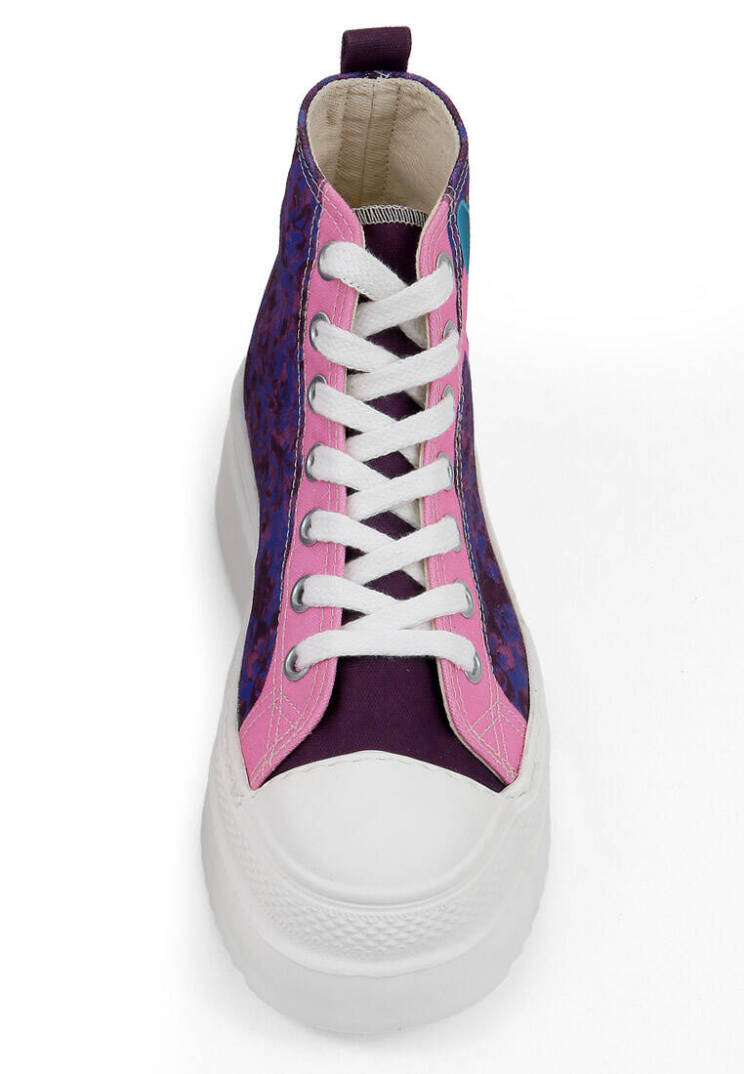 Women Vegan Leather Multicolor High Top Platform Sneakers - Lady Fluff - 7