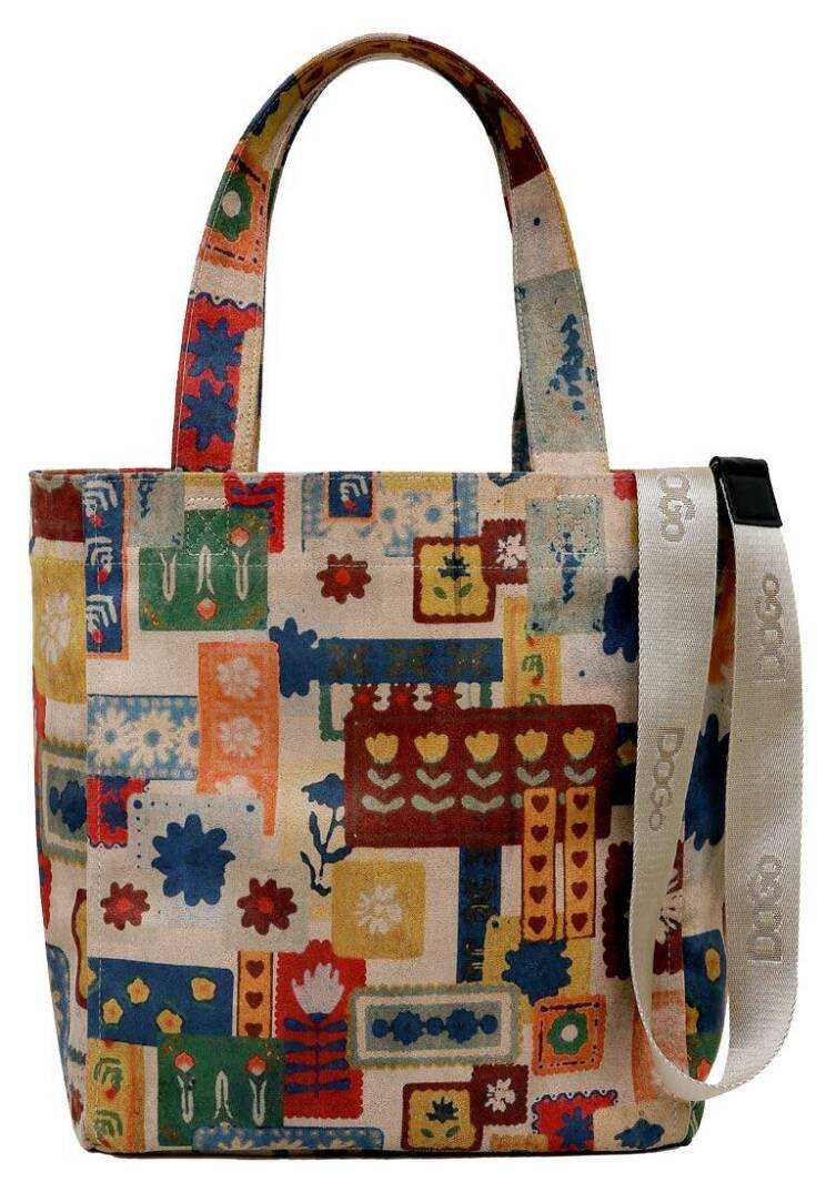 Women Vegan Leather Multicolor Large Tote Bag - Anatolian Patterns - 1