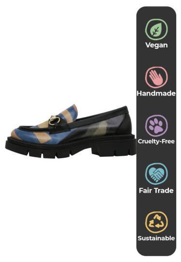 Women Vegan Leather Multicolor Loafers - Window - 5
