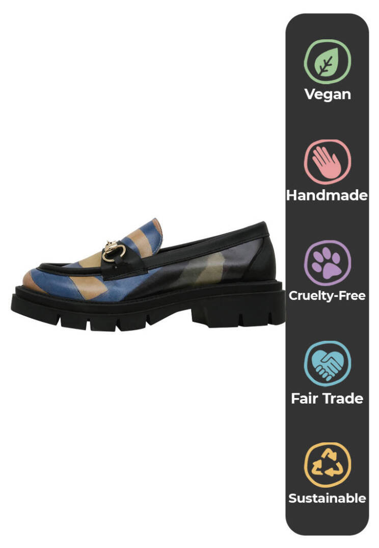 Women Vegan Leather Multicolor Loafers - Window - 5