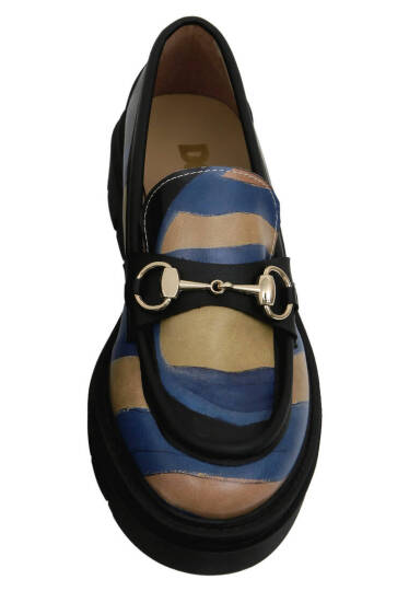 Women Vegan Leather Multicolor Loafers - Window - 6