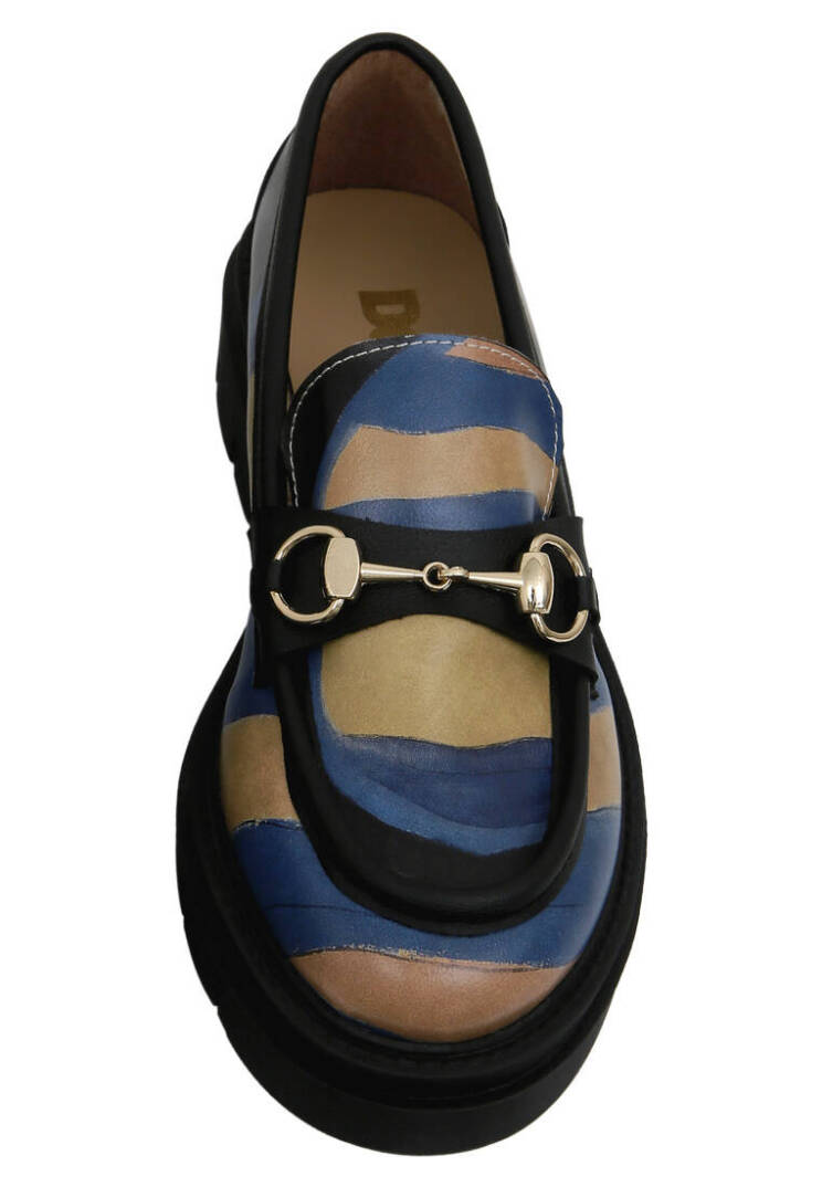 Women Vegan Leather Multicolor Loafers - Window - 6