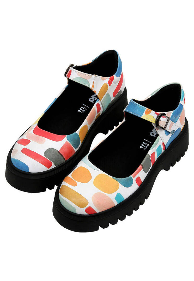 Women Vegan Leather Multicolor Mary Jane Loafers - Lucky - 2