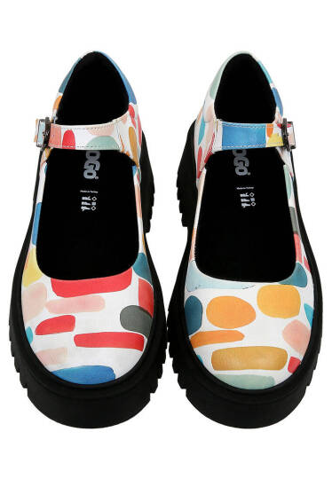 Women Vegan Leather Multicolor Mary Jane Loafers - Lucky - 3