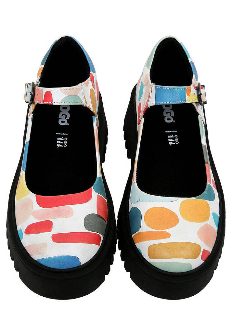 Women Vegan Leather Multicolor Mary Jane Loafers - Lucky - 3