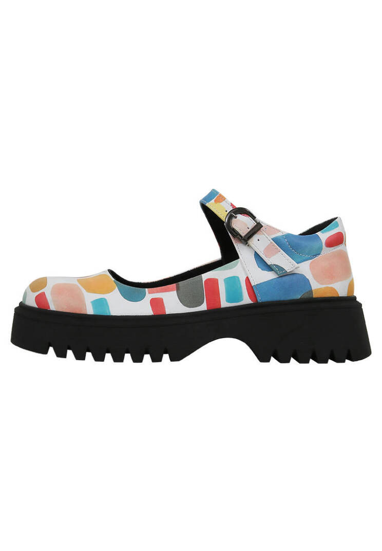 Women Vegan Leather Multicolor Mary Jane Loafers - Lucky - 4