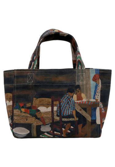 Women Vegan Leather Multicolor Medium Tote Bag - Family Time - 4