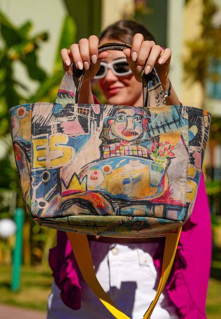 Women Vegan Leather Multicolor Medium Tote Bag - Live and Save - 1