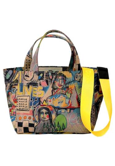 Women Vegan Leather Multicolor Medium Tote Bag - Live and Save - 2