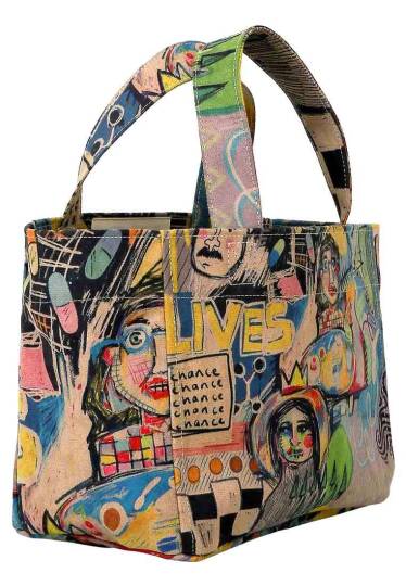 Women Vegan Leather Multicolor Medium Tote Bag - Live and Save - 7
