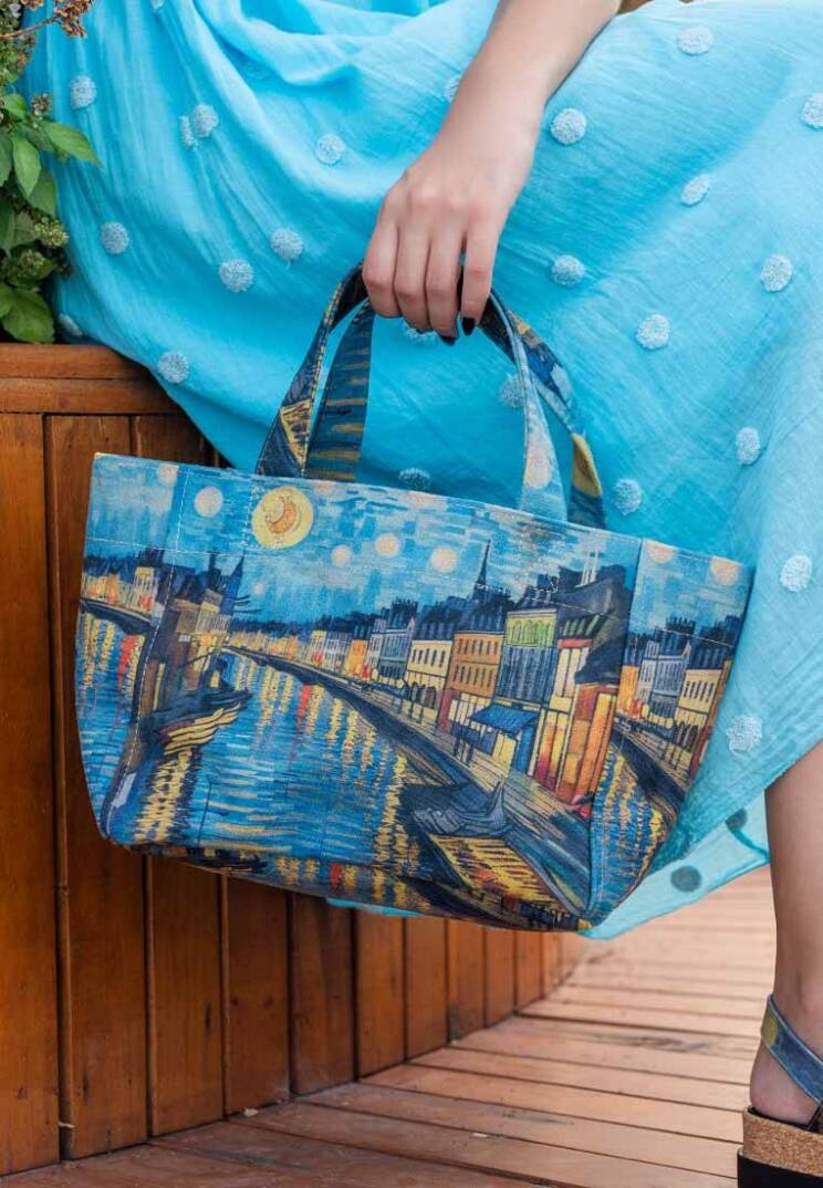 Women Vegan Leather Multicolor Medium Tote Bag - Sea Sparkles - 1