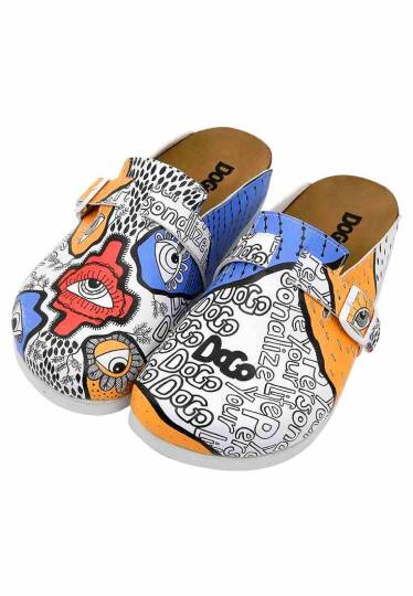 Women Vegan Leather Multicolor Slippers - Center View - 2