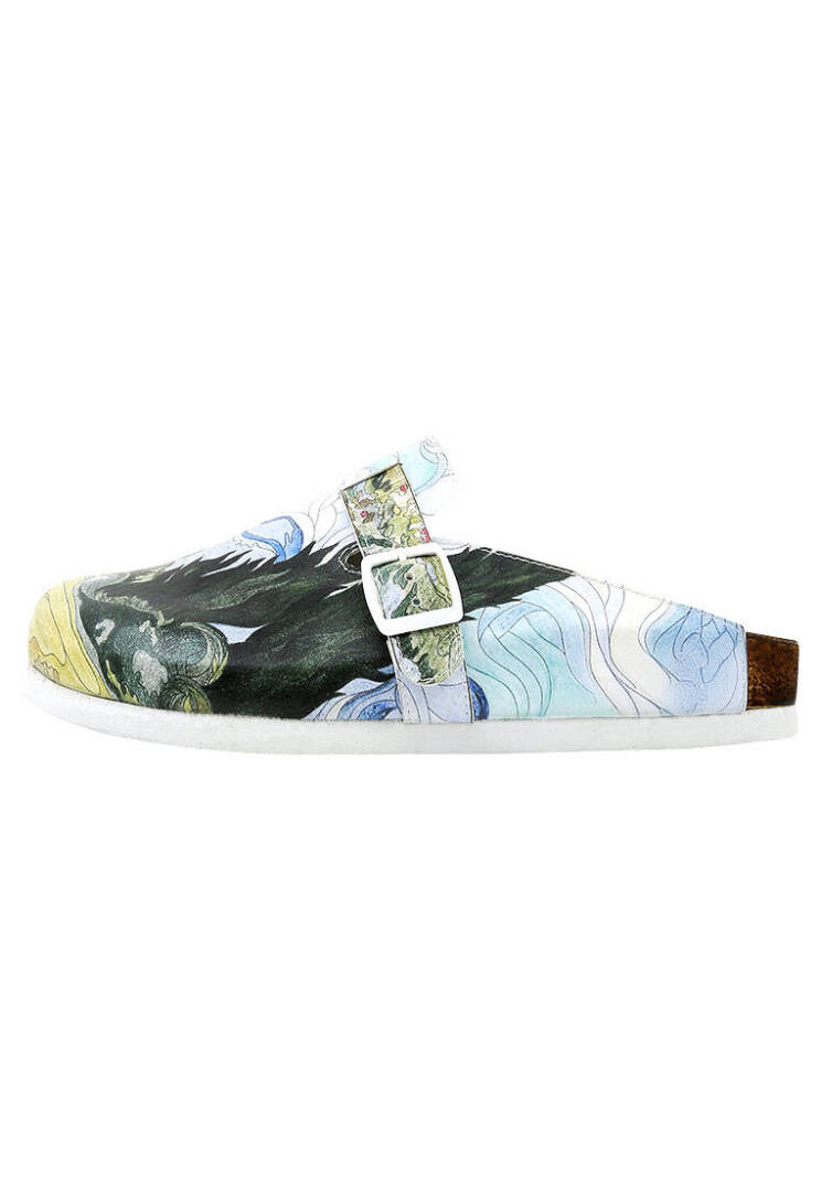 Women Vegan Leather Multicolor Slippers - Vincent van Gogh A Wheat Field with Cypresses - 4
