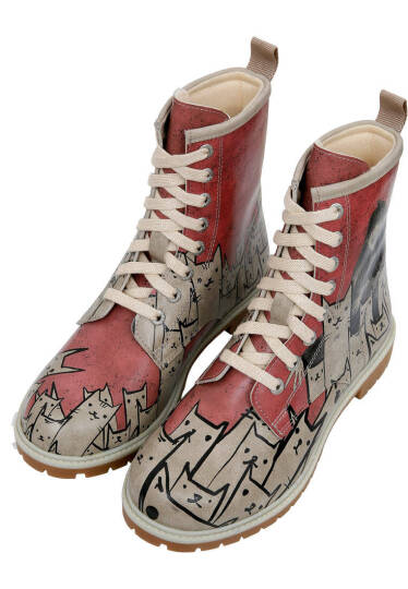 Women Vegan Leather Multicolor Tall Boots - Bad Cats Mad Cats