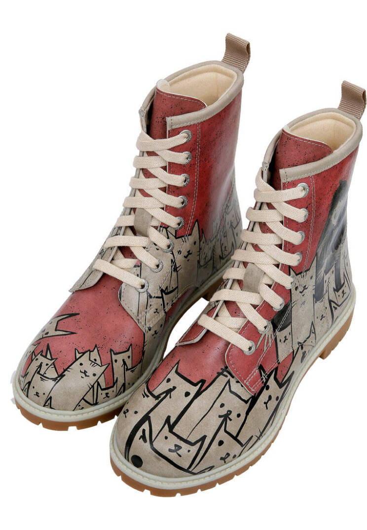 Women Vegan Leather Multicolor Tall Boots - Bad Cats Mad Cats - 1