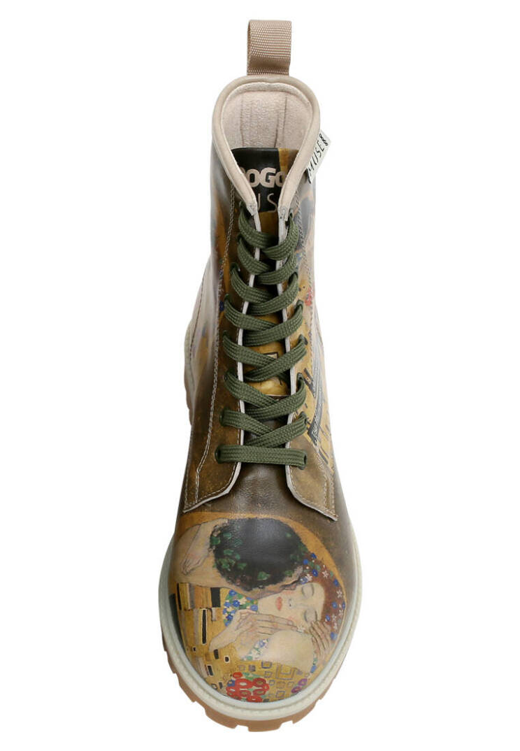 Women Vegan Leather Multicolor Tall Boots - Gustav Klimt The Kiss Muse - 6