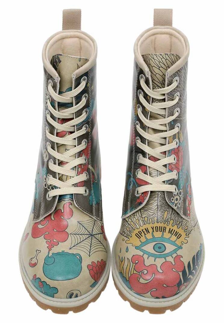 Women Vegan Leather Multicolor Tall Boots - Open Your Mind - 5