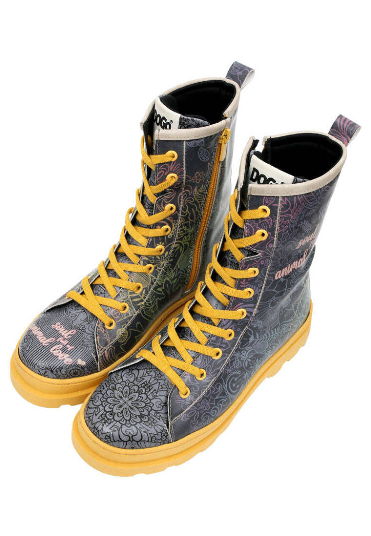 Women Vegan Leather Multicolor Zipped Tall Boots - Soul Full of Animal Love - 2