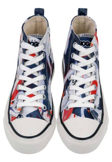 Women Vegan Leather Navy Blue High Top Sneakers - Swan and Raven - 5