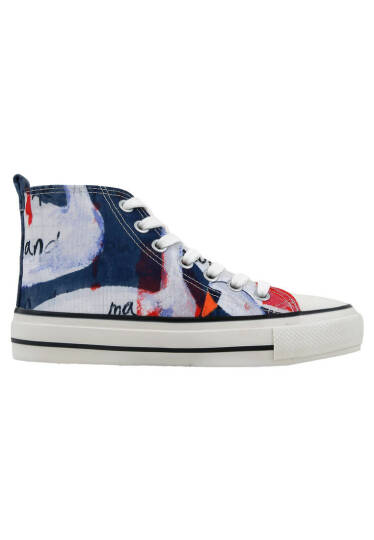Women Vegan Leather Navy Blue High Top Sneakers - Swan and Raven - 6