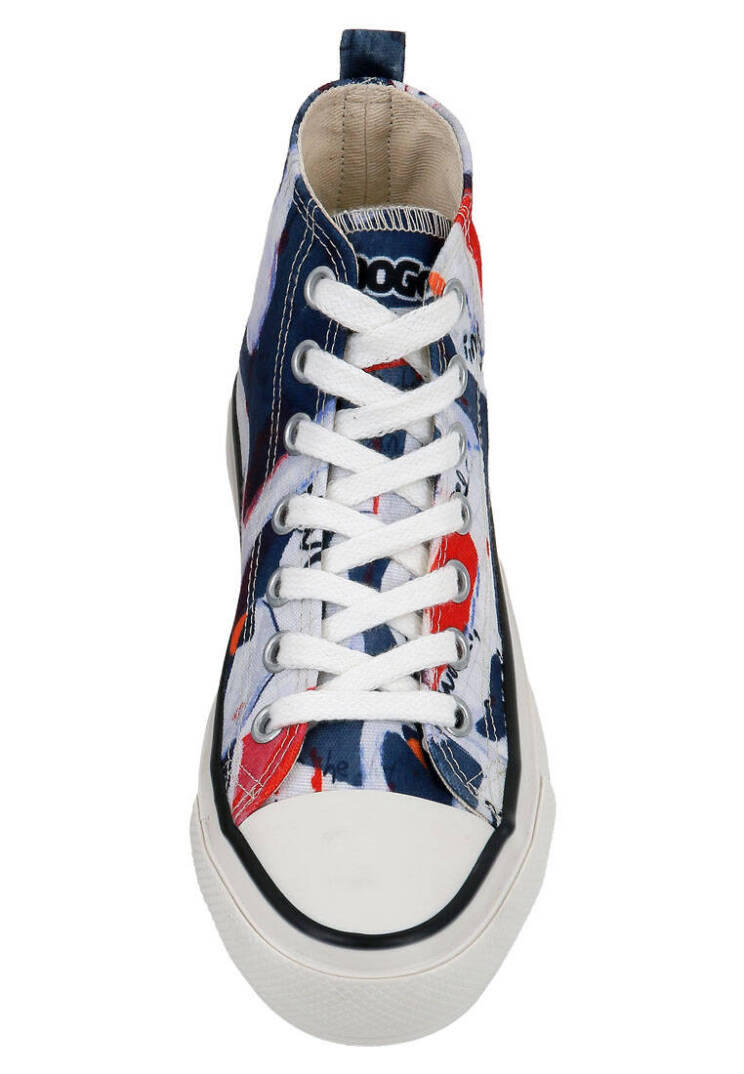Women Vegan Leather Navy Blue High Top Sneakers - Swan and Raven - 7
