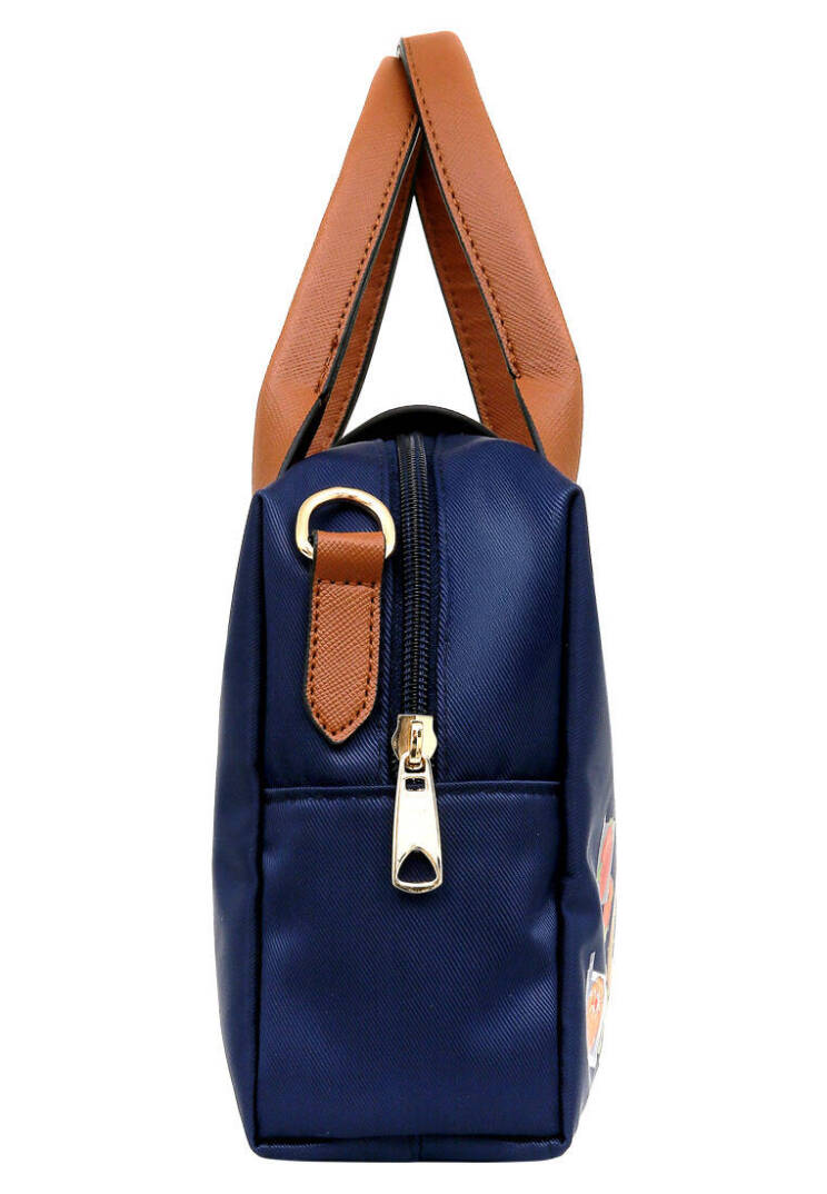 Women Vegan Leather Navy Blue Medium Handbag - Sloth Gardener - 4