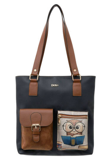 Women Vegan Leather Navy Blue Shoulder Bag - The Wise Owl