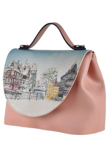 Women Vegan Leather Pink Handbag - Take a Walk - 4