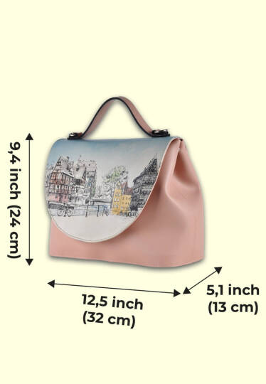 Women Vegan Leather Pink Handbag - Take a Walk - 8
