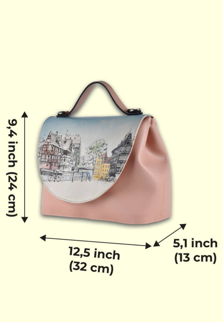 Women Vegan Leather Pink Handbag - Take a Walk - 8