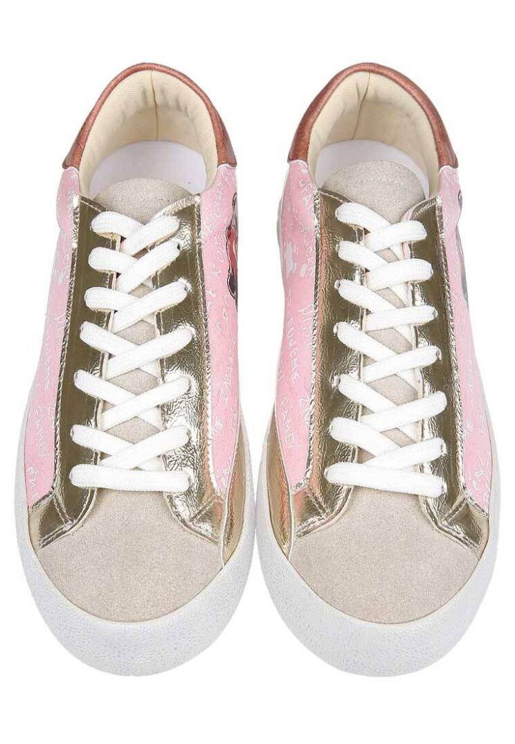 Women Vegan Leather Pink Sneakers - Peak - 4