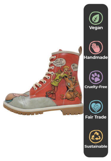Women Vegan Leather Red Tall Boots - Warner Bros Hungry Doo Scooby Doo - 5
