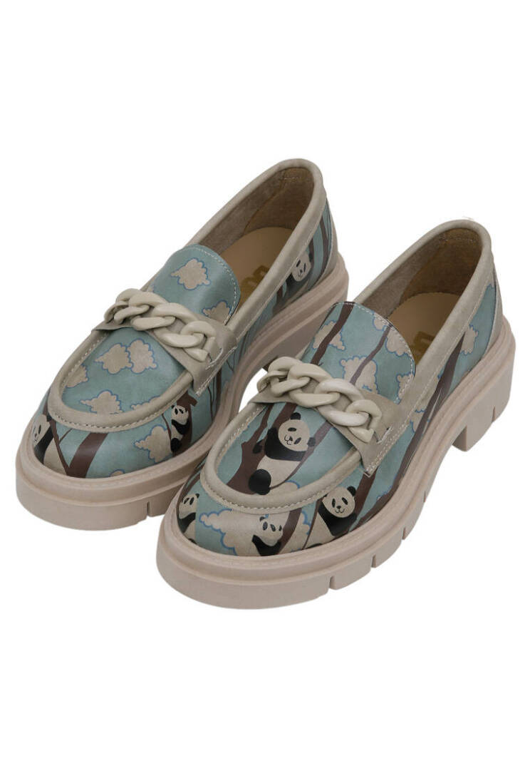Women Vegan Leather Turquoise Loafers - Panda Hug - 3