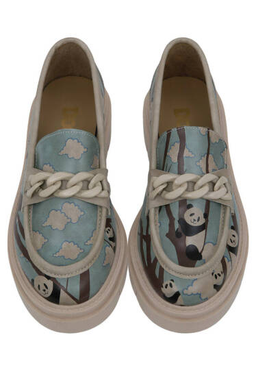 Women Vegan Leather Turquoise Loafers - Panda Hug - 4