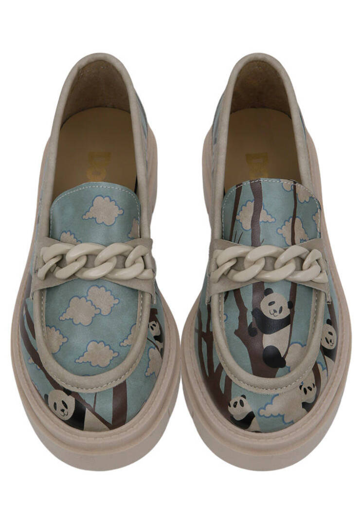 Women Vegan Leather Turquoise Loafers - Panda Hug - 4