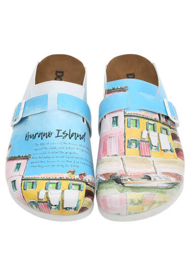 Women Vegan Leather Turquoise Slippers - Burano Island - 2