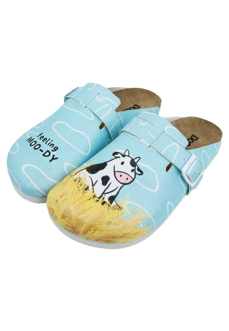 Women Vegan Leather Turquoise Slippers - Feeling Moody - 2