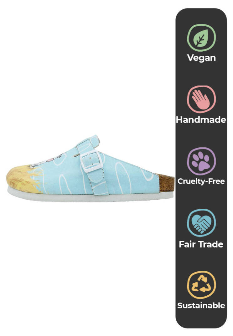 Women Vegan Leather Turquoise Slippers - Feeling Moody - 6