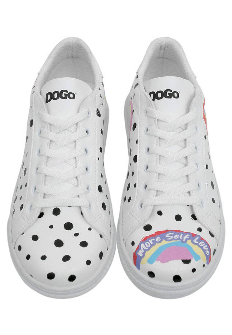 Women Vegan Leather White Casual Sneakers - More Self Love - 4