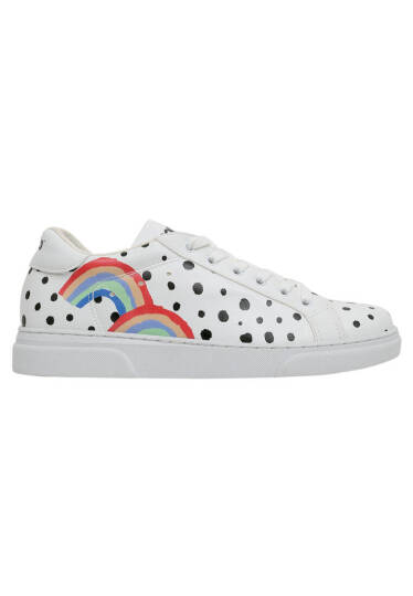 Women Vegan Leather White Casual Sneakers - More Self Love - 7