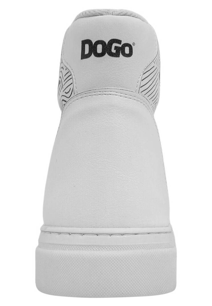 Women Vegan Leather White High Sneakers - Black Cats Only - 10