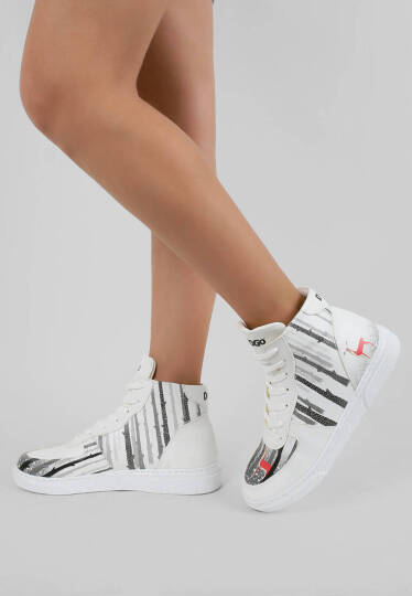 Women Vegan Leather White High Sneakers - You're the Colour of My Life
