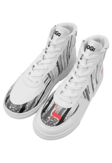 Women Vegan Leather White High Sneakers - You're the Colour of My Life - 3