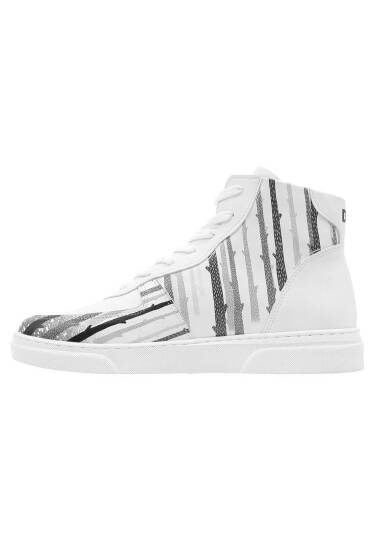 Women Vegan Leather White High Sneakers - You're the Colour of My Life - 6