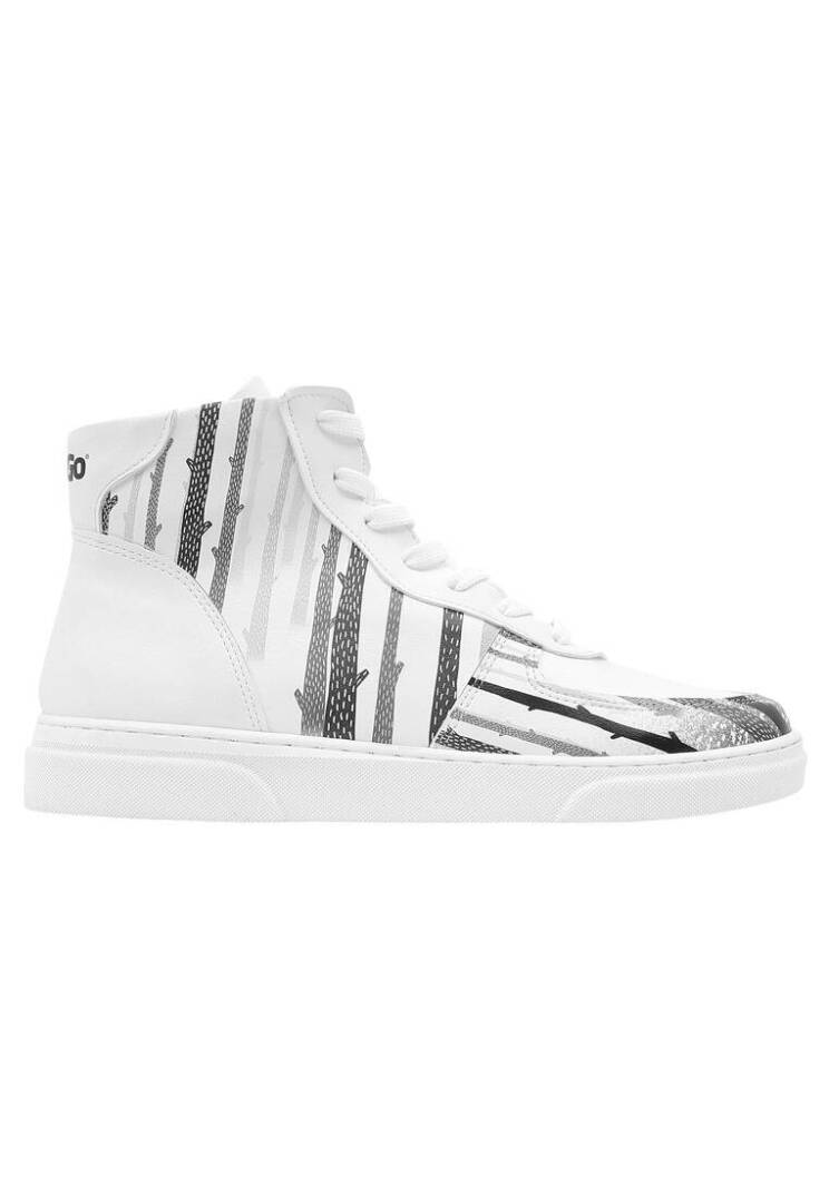 Women Vegan Leather White High Sneakers - You're the Colour of My Life - 7