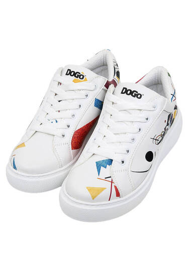 Women Vegan Leather White Platform Sneakers - Crash of Neuron - 4