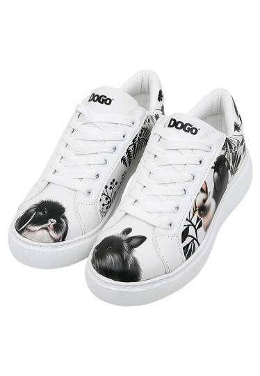 Women Vegan Leather White Platform Sneakers - Fluffy - 4