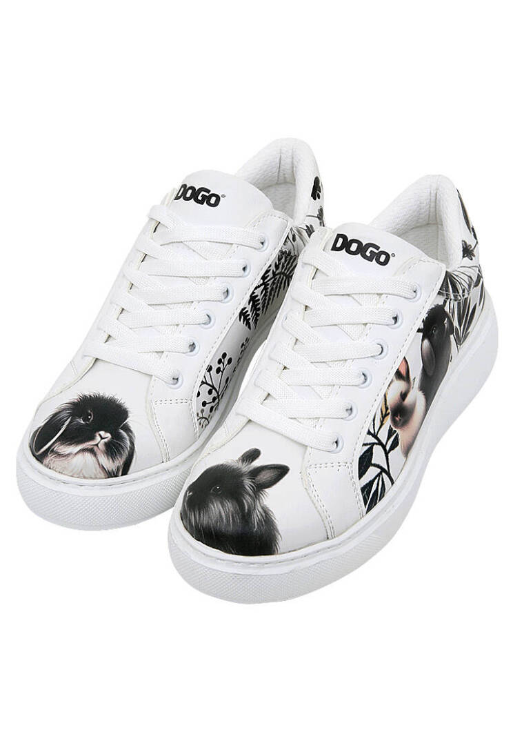 Women Vegan Leather White Platform Sneakers - Fluffy - 4
