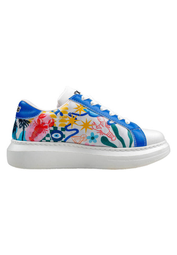 Women Vegan Leather White Sneakers - Azur - 6
