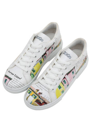 Women Vegan Leather White Sneakers - Burano Island - 2